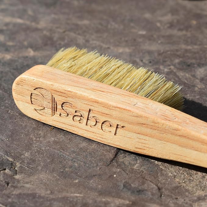 Saber Bouldering Brush | Climbing Chalk Brush | Clean Rock Climbing Holds | Premium Natural Fiber Boar’s Hair Bristles | Wooden Handle